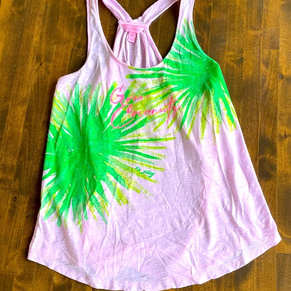 Lilly Pulitzer “Gone Coconuts” Candy Pink Tank, Slub 100% Pima Cotton- Med- EUC - Picture 10 of 17